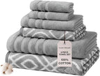 Modern Threads Oxford 6-Piece 100% Cotton Towel Set – Yarn Dyed Jacquard & by ModernThreads