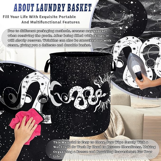 Funny Snakes Laundry Basket Oxford Cloth Sun Starry Sky Moon Laundry Hamper - Image 8