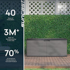 Suncast 120 Gallon Deck Box - Resin Outdoor Storage Box for Patio Cushions, Pool Accessories, & Garden Tools, Lockable Outdoor Storage Bin with Split Lid, Extra Large Dove Gray Outside Container - Image 7