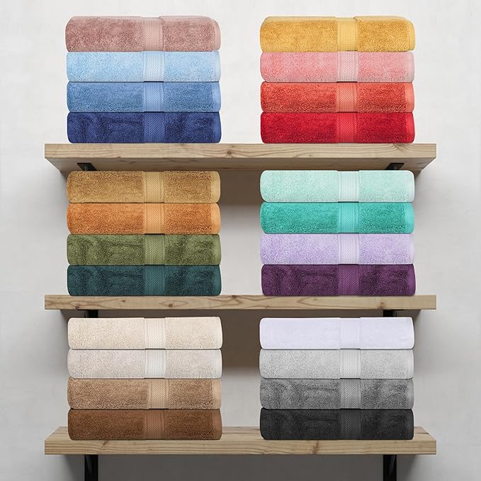 SUPERIOR Solid Egyptian Cotton Towel Set, Washcloths 13” x 13”, Hand Towels 20” - Image 7