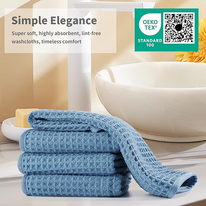 Microfiber Waffle Face Towels, 2 Pieces, Fast Drying, Lint Free 430 GSM - Image 6