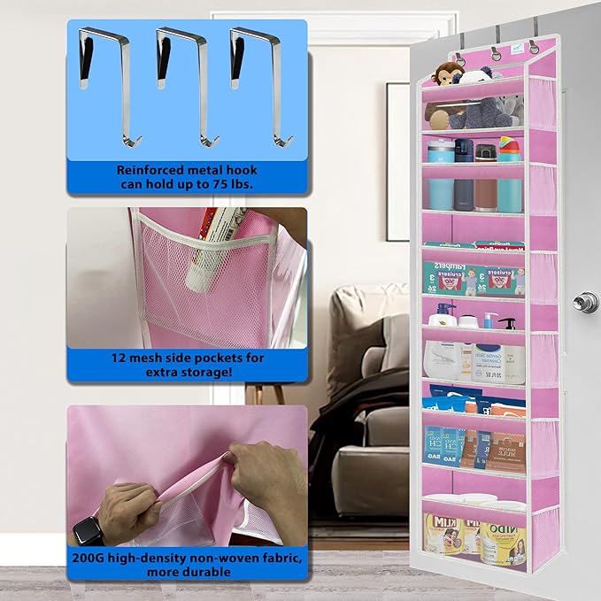 over the door organizer, Solid Bamboo Board 6-Tier Heavy Duty 75LB, 12 Side - Image 3