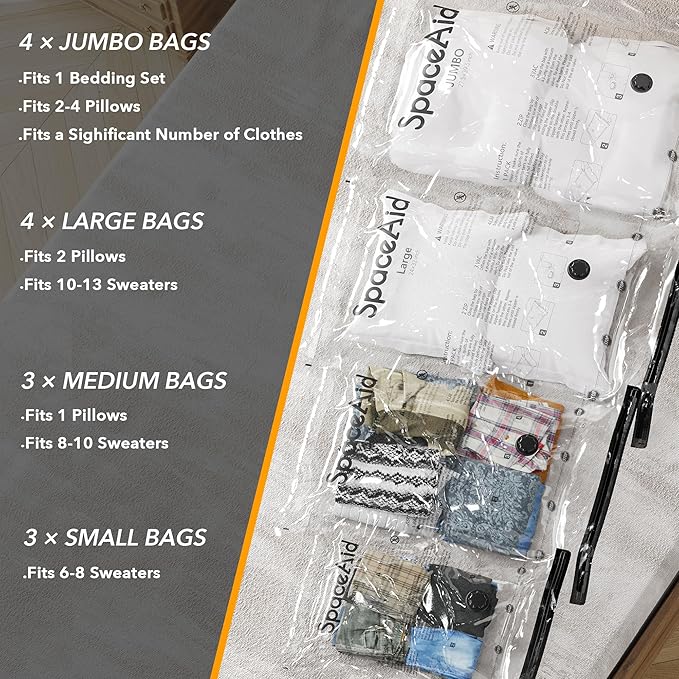 SpaceAid 14 Pack Vacuum Storage Bags - Image 3