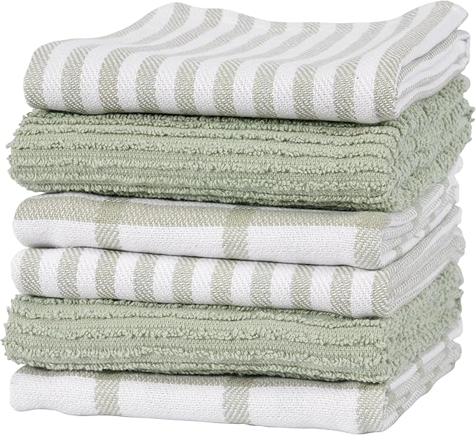 KAF Home Premium Kitchen Towels, Large 100% Cotton, Flat & Terry Absorbent Dish by KAFHome