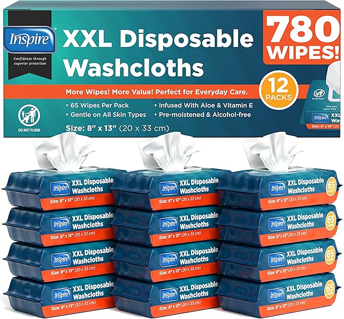 Inspire Adult Wet Wipes, Wash Cloths by Inspire