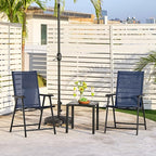 Yaheetech Patio Dining Chairs Set of 2, Portable Dining Chairs with Armrests for Camping, Lawn and Beach, Folding Patio Chairs 2-Pack of Metal Frame, Navy Blue - Image 5