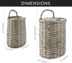 AuldHome Design Wall Hanging Baskets; Woven Wicker Rustic Farmhouse Gray Washed - Image 6