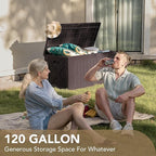 Devoko 120 Gallon Deck Box Resin Outdoor Storage Box Waterproof for Patio, Large Outdoor Storage Bench Lockable for Outside (Deep Brown) - Image 3
