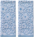 SKL Home Floral Jacquard 100% Cotton 2pc Hand Towel Set, Reversible & Decorative by SKLHomebySaturdayKnightLtd