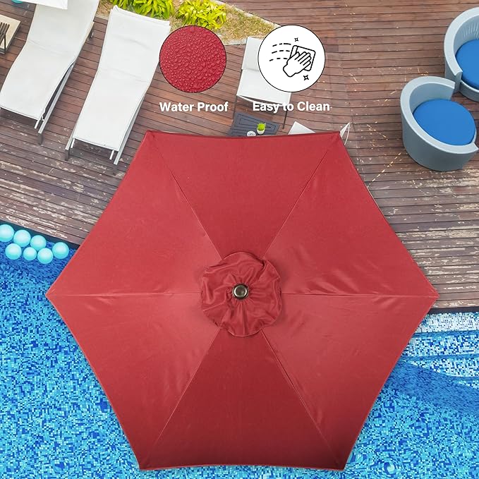 Simple Deluxe 9' Patio Umbrella Outdoor Table Market Yard Umbrella with Push Button Tilt/Crank - Image 5