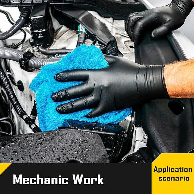 COOLJOB 5 Mil Black Disposable Nitrile Gloves - Image 4