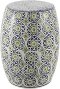 JONATHAN Y TBL1025A Lula 17.25" Suzani Ceramic Indoor/Outdoor Garden Stool, Blue/Green, Classic, Coastal, Bohemian, Traditional, Mediterranean, Cottage for Living Room, Garden, Outdoor, Home by JONATHANY