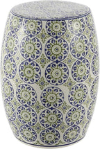 JONATHAN Y TBL1025A Lula 17.25" Suzani Ceramic Indoor/Outdoor Garden Stool, Blue/Green, Classic, Coastal, Bohemian, Traditional, Mediterranean, Cottage for Living Room, Garden, Outdoor, Home by JONATHANY