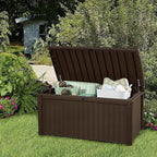 Keter Borneo 110 Gallon Resin Deck Box - Organization and Storage for Patio Furniture, Outdoor Cushions, Throw Pillows, Garden Tools and Pool Toys, Brown - Image 9