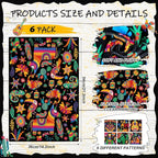 Breling Set of 6 Mexican Kitchen Towels Floral Dish Towel Cinco De Mayo - Image 2