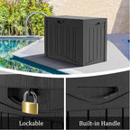TARKARI 50 Gallon Lockable Resin Deck Box, Waterproof & UV-Resistant Outdoor Storage Box for Outdoor Cushion Storage, Garden Tools & Pool Accessories Storage, Black - Image 3