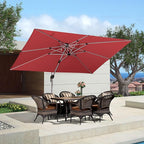 PURPLE LEAF Rectangle Patio Umbrella 9' X 12' Large Cantilever Umbrella, Terra by PURPLELEAF