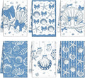 Breling Set of 6 Coastal Beach Kitchen Towels Blue Bow Dish Towel Bathroom by Breling