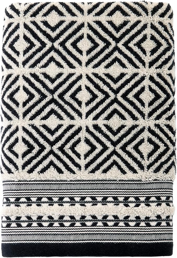 SKL Home Diamond Grid 100% Cotton Premium Bath Towel, 600 GSM, Soft & Absorbent by SKLHomebySaturdayKnightLtd