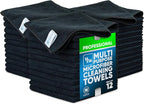 MW Pro Microfiber Cleaning Cloth | Black | 36 Pack | 16” x 16” | All Purpose by MicrofiberWholesale