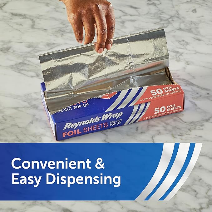 Reynolds Wrap Pre-Cut Pop-Up Aluminum Foil Sheets, 14 x 10.25 Inches, 50 Sheets - Image 3