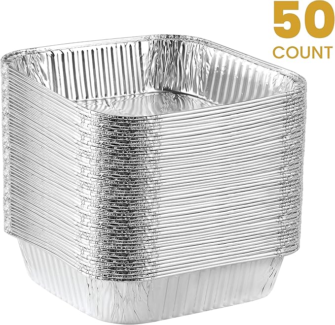 PLASTICPRO Disposable 8'' X 8'' X 2'' Inch Square Aluminum Tin Foil Baking Pans - Image 5