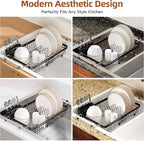 romision Expandable Dish Drying Rack Over The Sink Small Metal Stainless Steel - Image 8