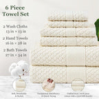 Simple&Opulence 6 Piece Luxury Towel Set, 100% Cotton Bathroom Towels - Image 4
