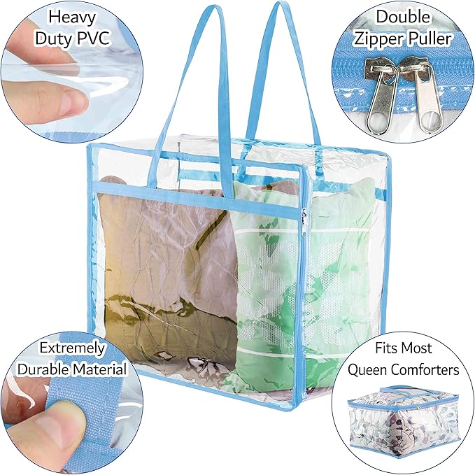 Clear Vinyl Zippered Storage Bags 40L Sturdy Storage Bags - Image 2