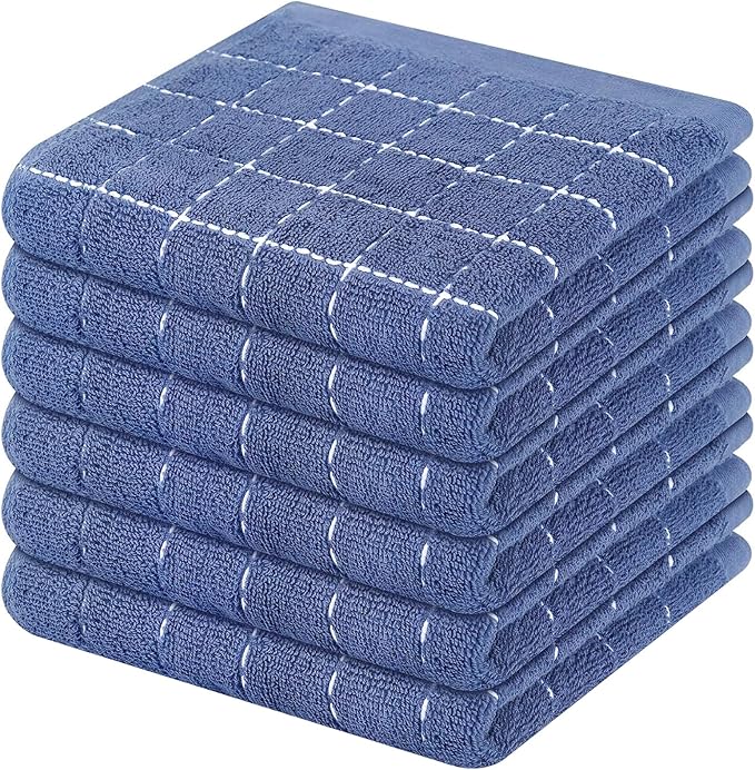 Mordimy 100% Cotton Terry Dish Cloths, Soft and Absorbent Checkered Dish Towels by Mordimy