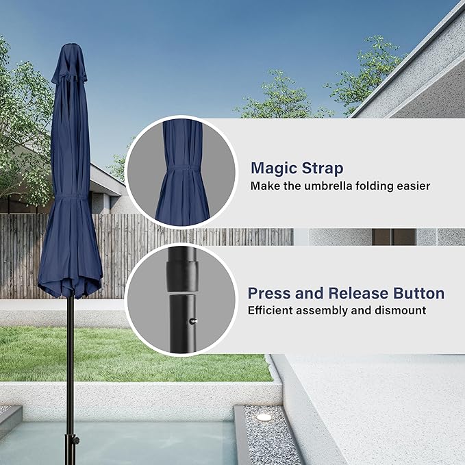 Simple Deluxe 9' Patio Umbrella Outdoor Table Market Yard Umbrella with Push Button Tilt/Crank - Image 4