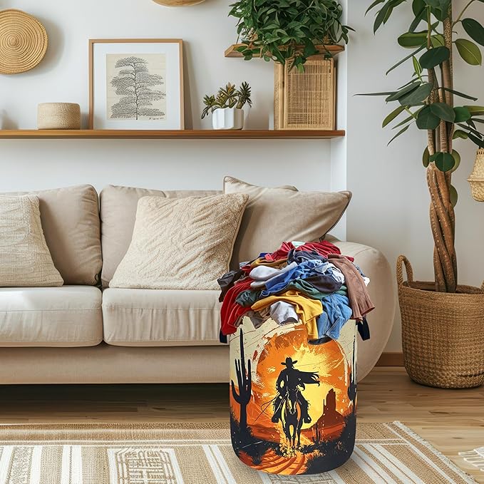 Personalise Western Cowboy Laundry Basket Oxford Cloth Desert Horse Laundry - Image 2
