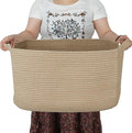 Large Rectangle Blankets Basket Living Room 22"x17"x12" Woven Jute Rope Storage by XUANGUO