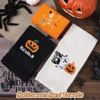 3 Pcs Halloween Hand Towels for Bathroom Embroidered Pumpkin Ghost Skull - Image 2
