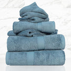 SUPERIOR Solid Egyptian Cotton Towel Set, Washcloths 13” x 13”, Hand Towels 20” by SUPERIOR