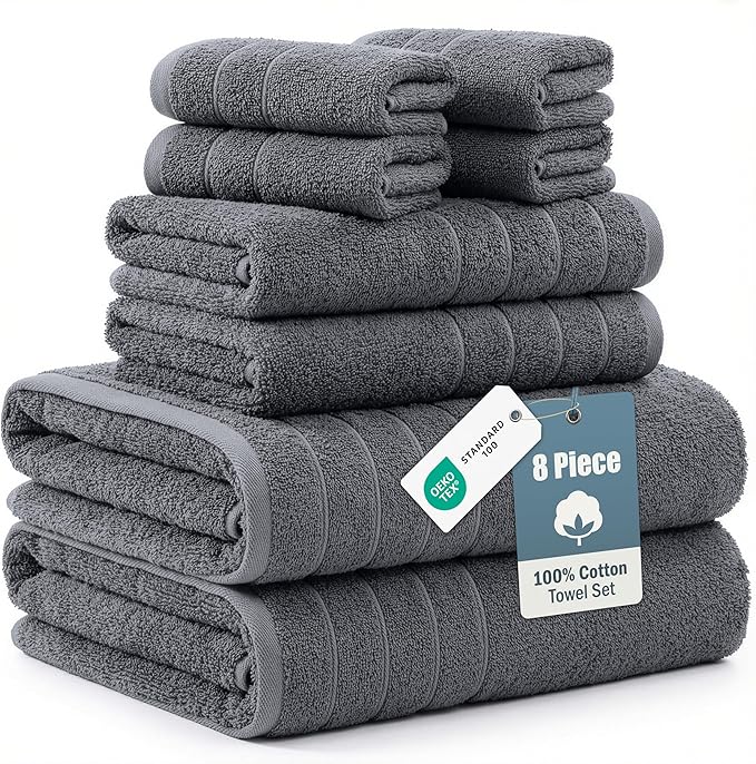 Casa Platino Premium Cotton Bath Towel Set 8 Pcs by CasaPlatino