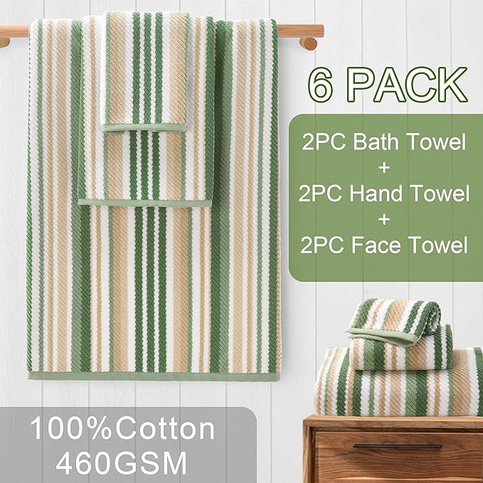 Green Striped Towels - Image 3