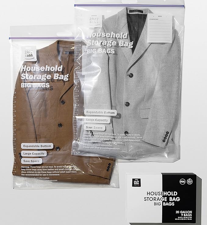 9 XXX-Large Plastic Storage Bags, 20 Gallons, Zero BPA, Double Zipper Seal - Image 6