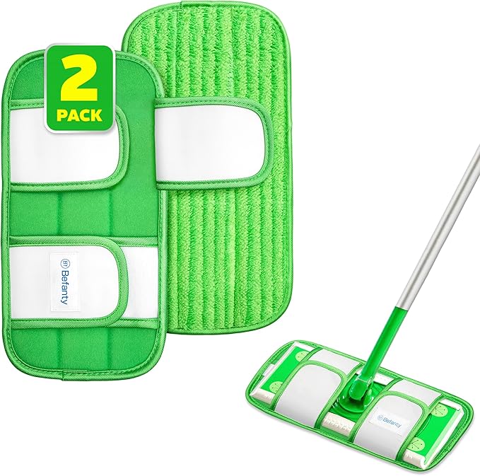 2 Pack Reusable Microfiber Mop Pads, Compatible by BEFANTY