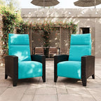 IDEALHOUSE Wicker Outdoor Recliner Reclining Patio Chairs with Adjustable Back & Footrest 150° Lay-Flat Reclining with Air Pump Rattan Flip-Up Side Table Outdoor Lounge Chairs for Pool Deck Balcony by IDEALHOUSE
