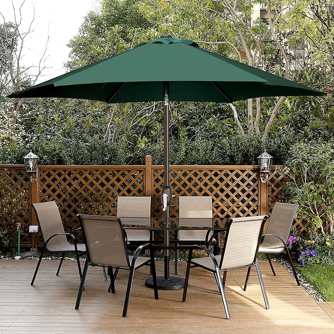 Blissun 7.5 ft Patio Umbrella, Yard Umbrella, Outdoor Market Umbrella with Push Button Tilt Crank, Dark Green - Image 7
