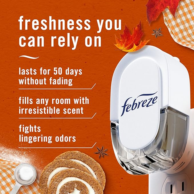 Febreze Plug In Air Freshener, Odor-Fighting Scented Oil Refill, Pumpkin Roll - Image 2