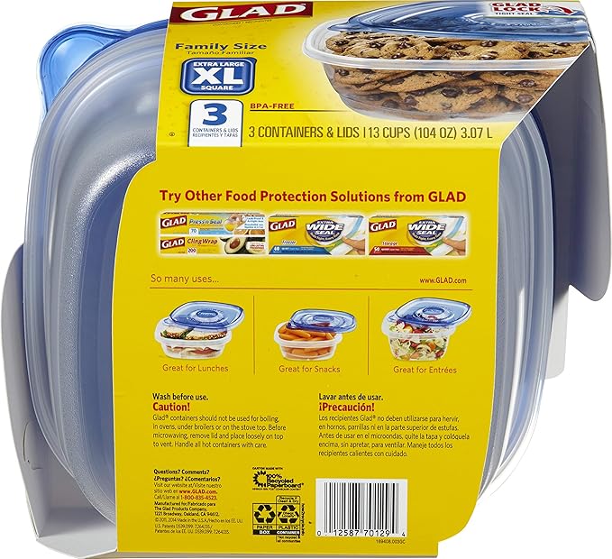 Glad Family Size Food Storage Containers, XL Square - Image 4