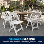Flash Furniture Hercules™ Series Folding Chair - White Resin - 1000LB Weight Capacity Comfortable Event Chair - Light Weight Folding Chair - Image 8
