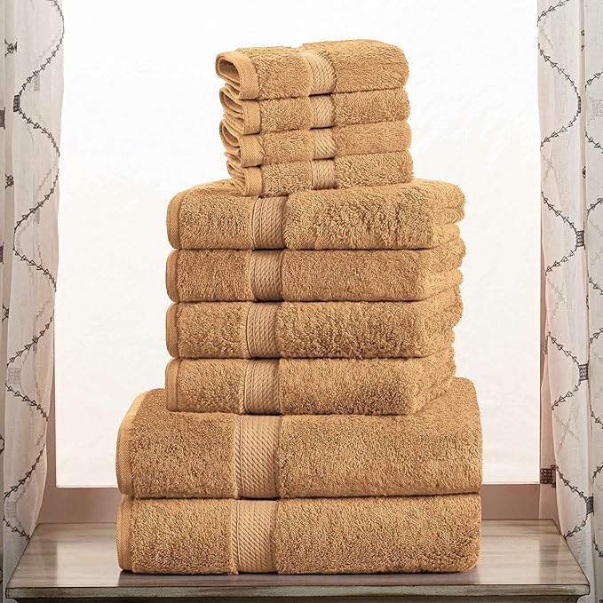 SUPERIOR Egyptian Cotton Pile 10 Piece Towel Set, Includes 2 Bath, 4 Hand - Image 2