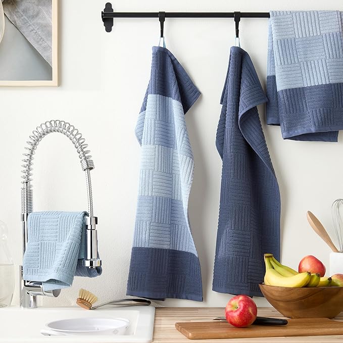 Town & Country Basics Basketweave Antimicrobial Terrycloth Kitchen Towel 4-Pack - Image 2