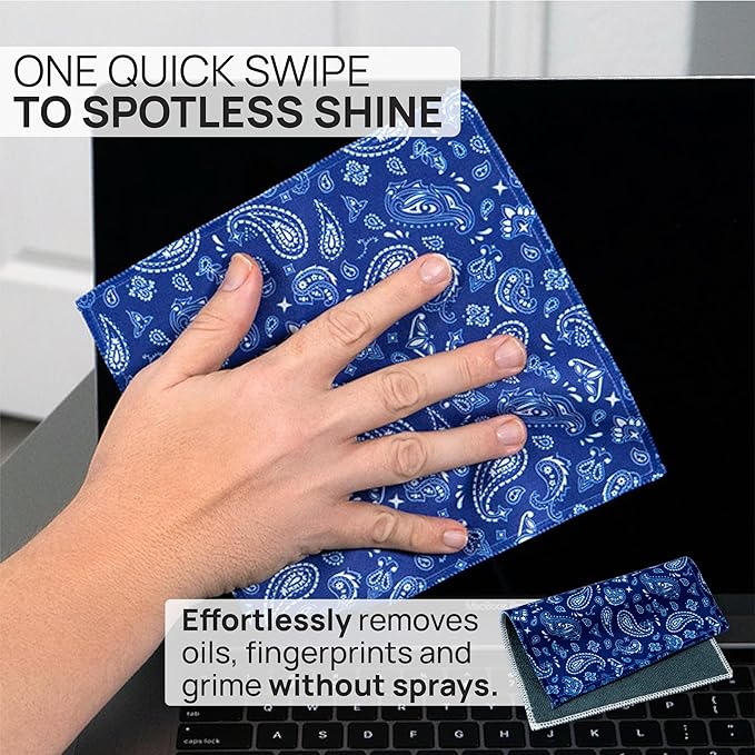 Quick Cloth Microfiber Glasses Cleaning Cloths – 8x8, Paisley Blue, 1 Pack - Image 2