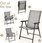 Yaheetech Patio Dining Chairs Set of 4 with Armrests, Outdoor Folding Chairs with Metal Frame and Backrest for Lawn, Garden, Yard and Poolside, Gray - Image 8