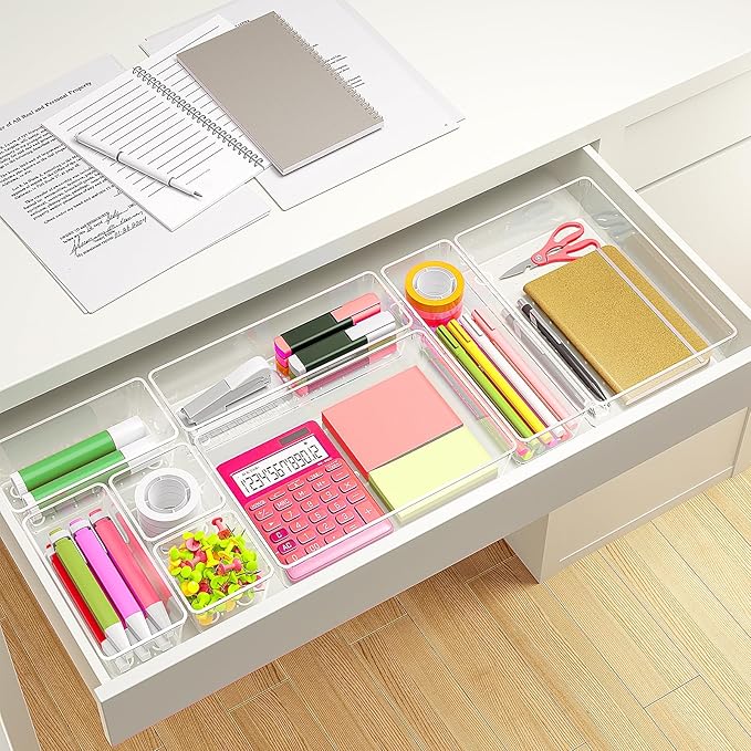 Clear Plastic Drawer Organizers Set of 45 Vanity Organizers Stackable Storage - Image 6