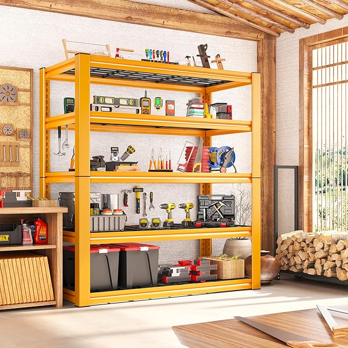 REIBII Garage Shelving Load 3200LBS, 5-Tier Storage Shelves, Adjustable Heavy Duty Metal Shelving Unit for Pantry, Basement, Warehouse, 72" H x 36" W x 16" D H, 3PC - Image 8